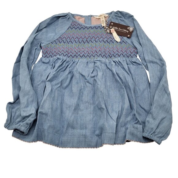 MATILDA JANE Girls SZ 6 Smocked Enchanted Garden Charleston Chambray Tunic Top